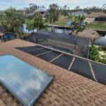 Solar pool heating panels installed on a residential roof